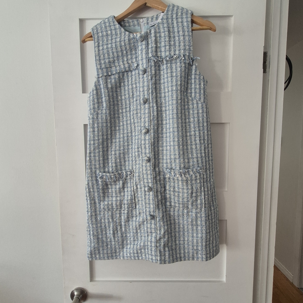 Hermoza Woman's Dress in Blue and White Check